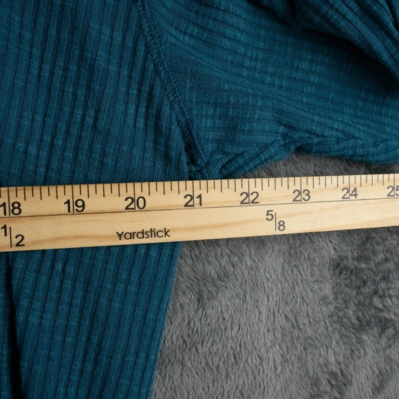 Cato Womens 18/20W‎ Ruched Drawstring Top Plus Size Ribbed Knit Teal V-Neck - Picture 6 of 8